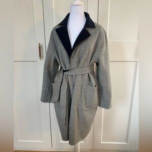 Reversible Gray/Navy Wool Blend Coat